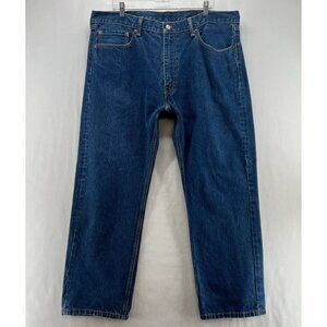 LEVI'S Jeans Mens 40x30 505 Regular Fit Straight Leg Dark Washed Denim Blue